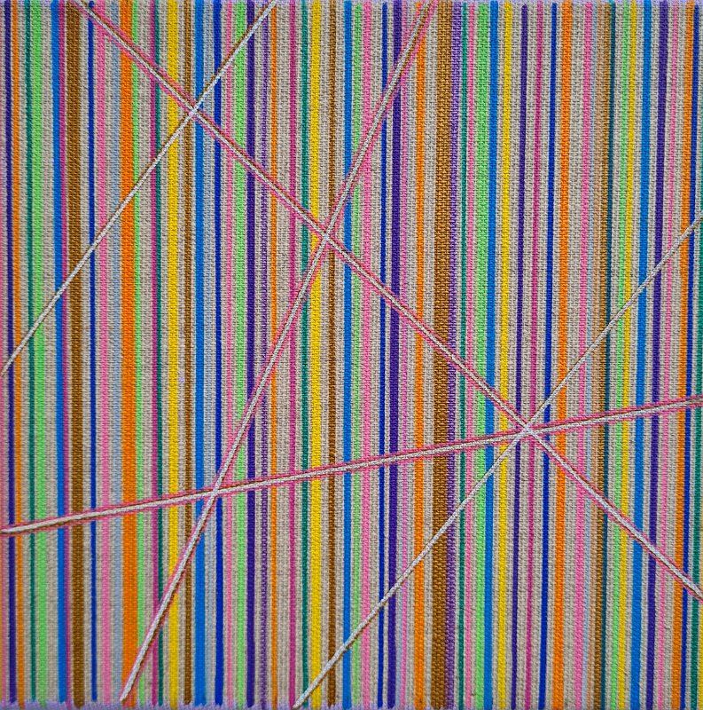 Coloured lines 2.2.2 lila 2026, 20x20, Acryl-Acrylstifte auf Leinwand, € 210
